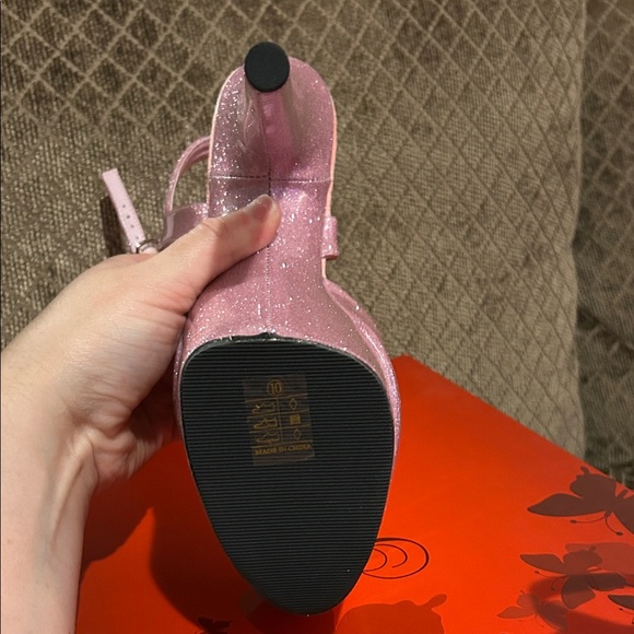 Pleaser size 10 NIB Pink Glitter Platform heels - Picture 11 of 13